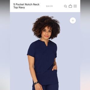 MANDALA SCRUBS 5 Pocket Notch Neck Top Navy
